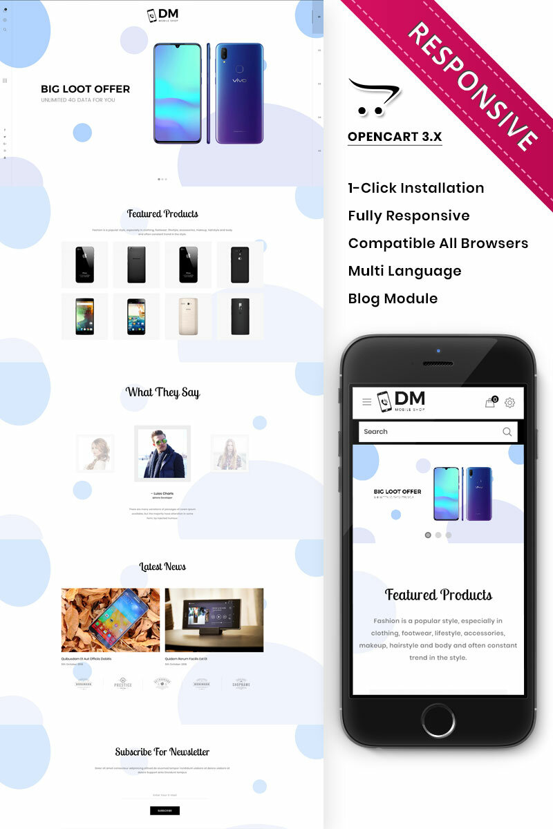 Шаблон OpenCart DM Collection Mobile Store Responsive Шаблон OpenCart