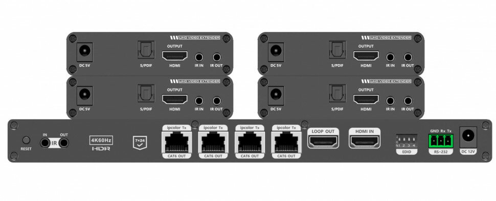 LENKENG LKV824 разветвитель-удлинитель 1*4 HDMI, 4K, ИК, CAT6/6a/7, до 70 метров