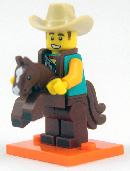 Минифигурка Лего Lego col18-15 Cowboy Costume Guy Series 18 (Complete Set with Stand and Accessories)