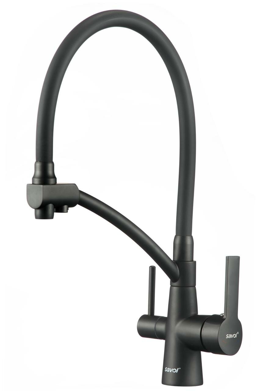 Savol Смеситель для кухни с отводом под фильтр, черный S-L1805H-01 Savol