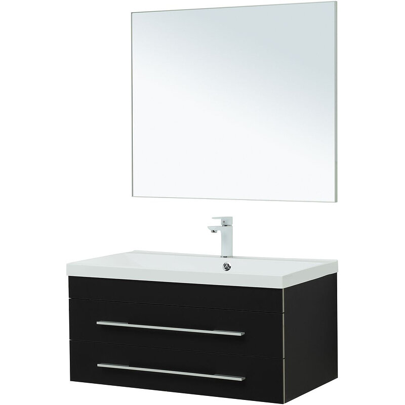 Комплект мебели для ванной Aquanet Верона 90 287640 подвесной Черный матовый - фотография № 3
