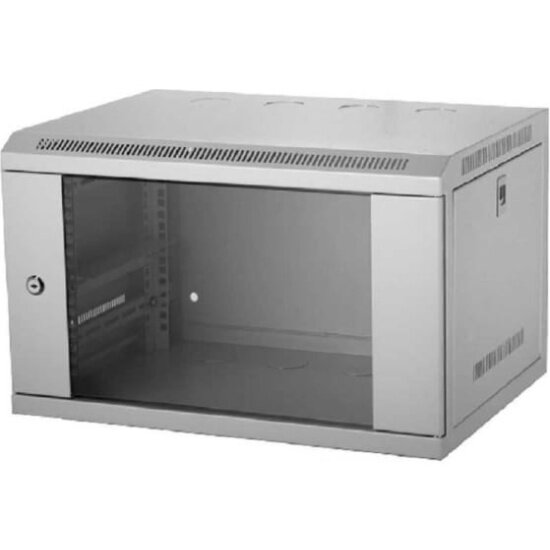Шкаф телекоммуникационный настенный Neomax 9U (600х350), стеклянная дверь, замок (3шт) на ключе, разборный, цвет серый (1 коробка)