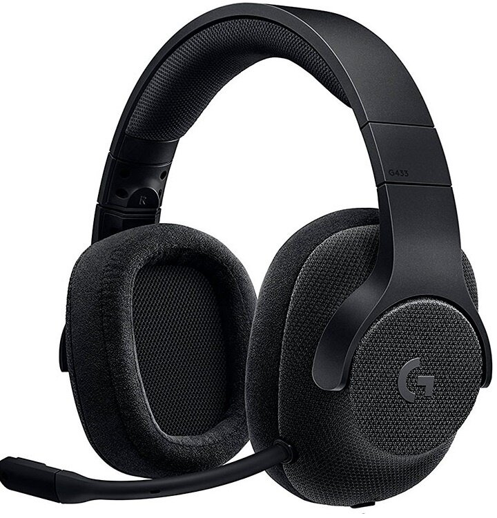 Гарнитура Logitech G433 7.1 Surround Gaming Headset-TRIPLE BLACK-3.5 MM-EMEA, 981-000668