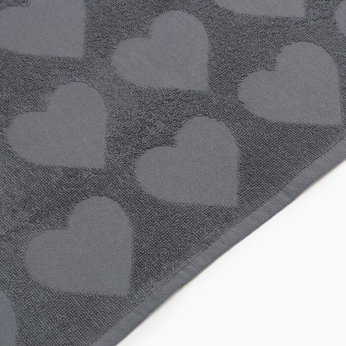 Полотенце махровое Love Life "Hearts" 30*50 см, темно-серый, 100% хл, 450 гр/м2 - фотография № 4