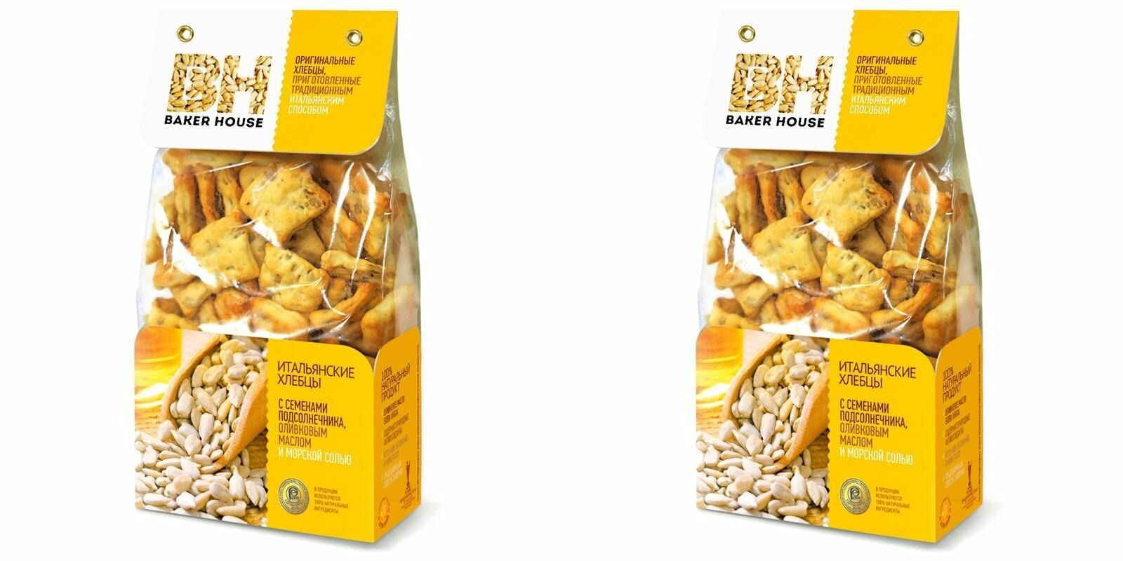 фото Baker House Хлебцы Итальянские с семечками, оливковым маслом и морской солью, 250 г, 2 уп
