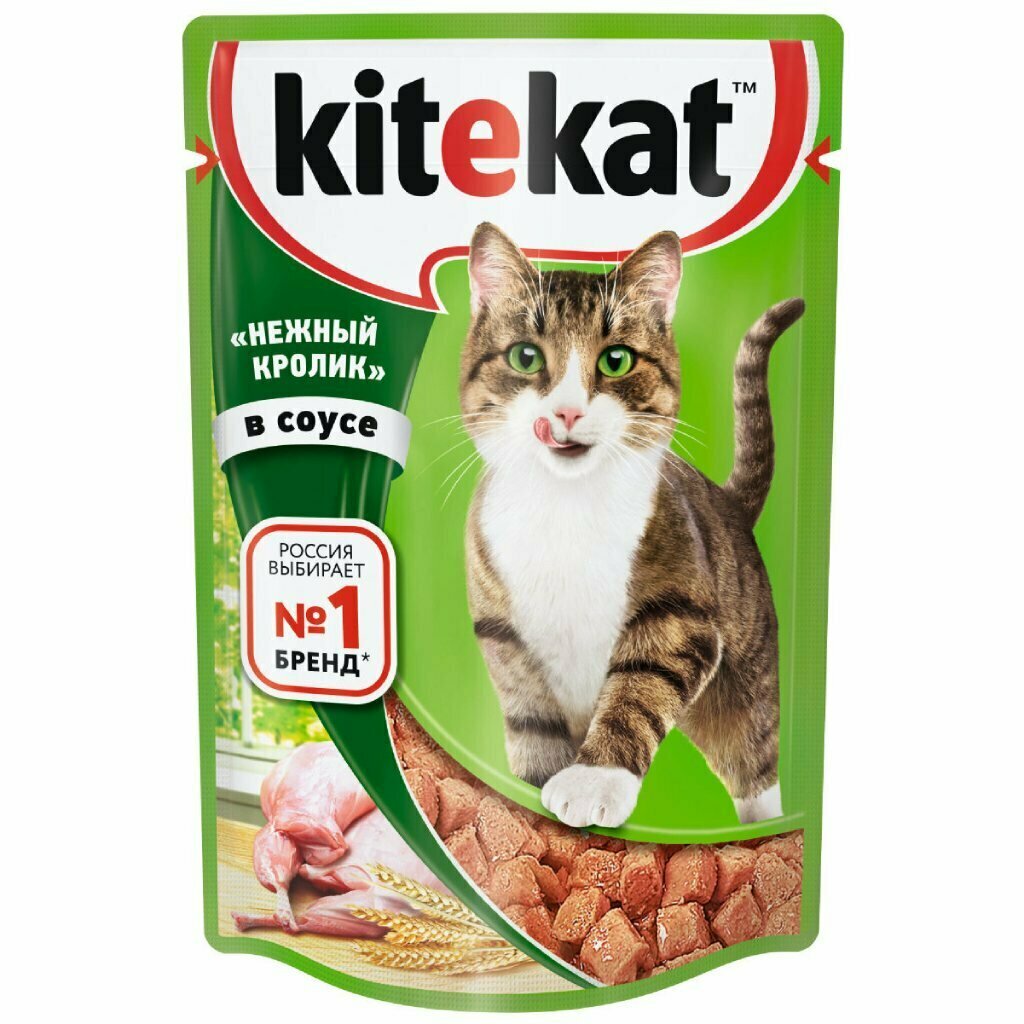 Корм для животных Kitekat, 85 г, для кошек, кролик в соусе, пауч, G7431. 402664 - фотография № 1