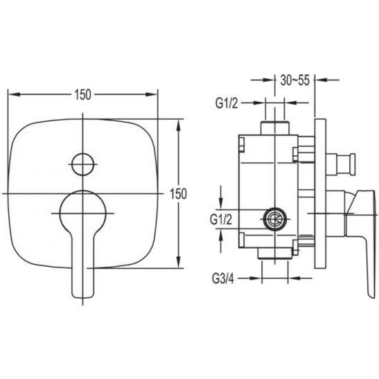 Встраиваемый смеситель для ванны Cerafine O Ideal Standard A7350AA - фотография № 2