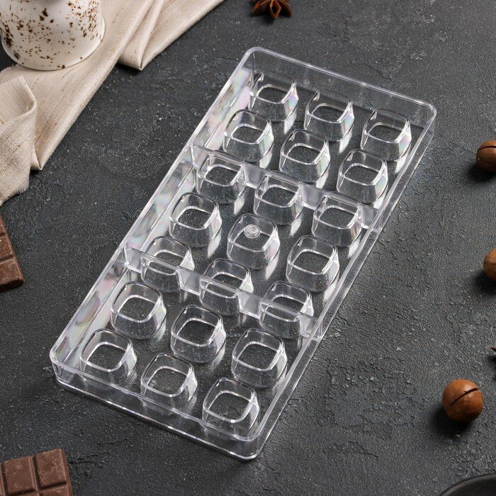 Форма для шоколада и конфет KONFINETTA «Куб», 27,5×13,5×3 см, 21 ячейка, ячейка 2,5×2,5 см - фотография № 4