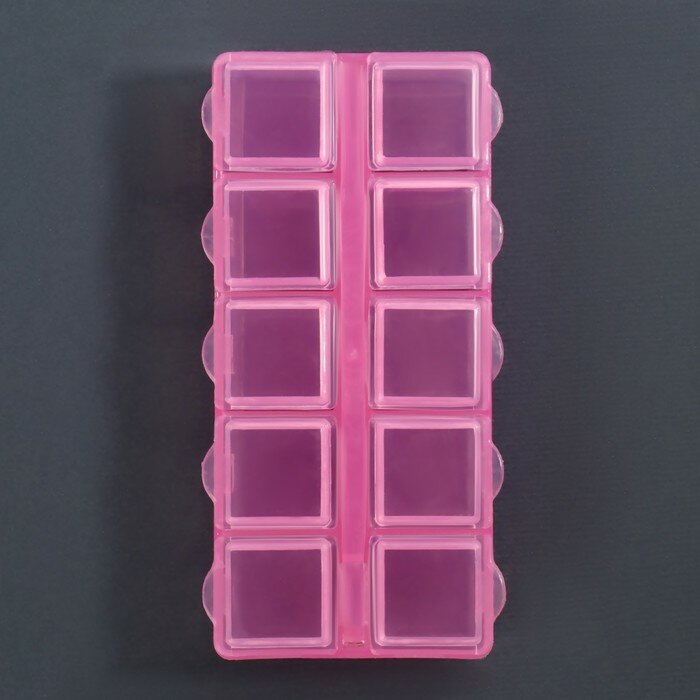 Контейнер для декора, 10 ячеек, 8,7 × 4,3 × 2 см, цвет розовый - фотография № 7