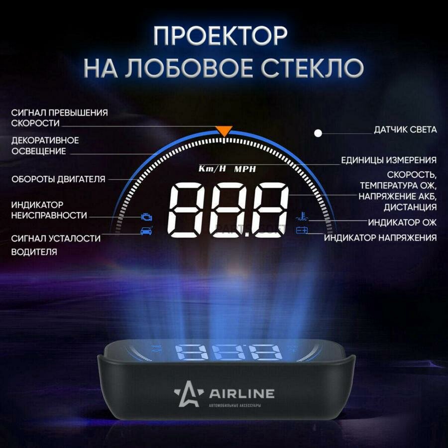 AIRLINE ALAA003 Дисплей проекционный HUD, проектор скорости (спидометр) на лобовое стекло