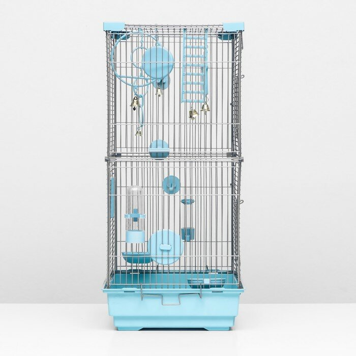 Клетка для птиц "Пижон" №101-Б, разборная, 42 х 30 х 65см (укомплект.) бирюзовая - фотография № 2