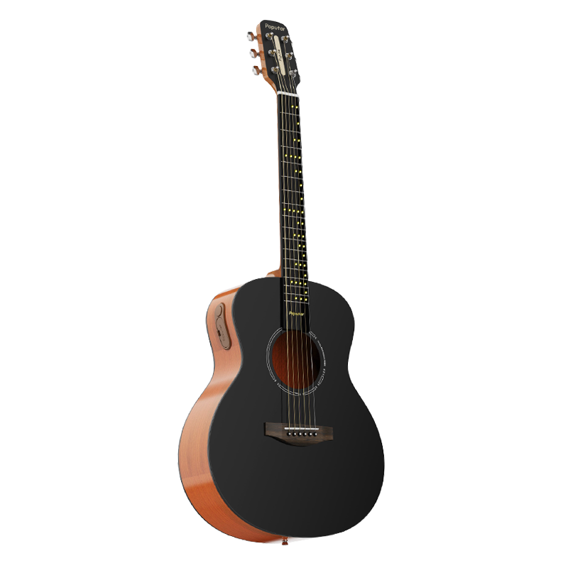 POPUMUSIC Poputar T1 Smart Guitar Travel Edition Black Умная акустическая гитара уменьшенного размера, топ - ель, корпус - маха