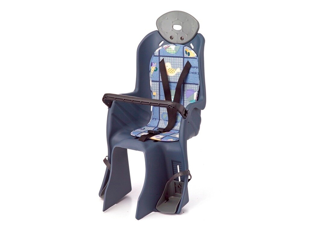 Кресло детское задн. креп. на багажник max 22кг рег. ног подголовник рук-ка для ребёнка пластик синий