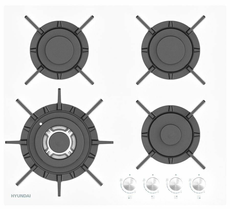 Газовая варочная панель Hyundai HHG 6437 WG, независимая, белый