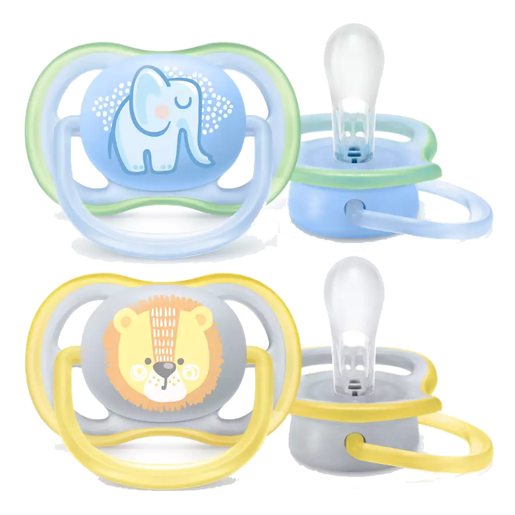 Philips Avent Пустышка Ultra Air SCF085/01 в комплекте с футляром для хранения и стерилизации 0-6 мес, 2 шт