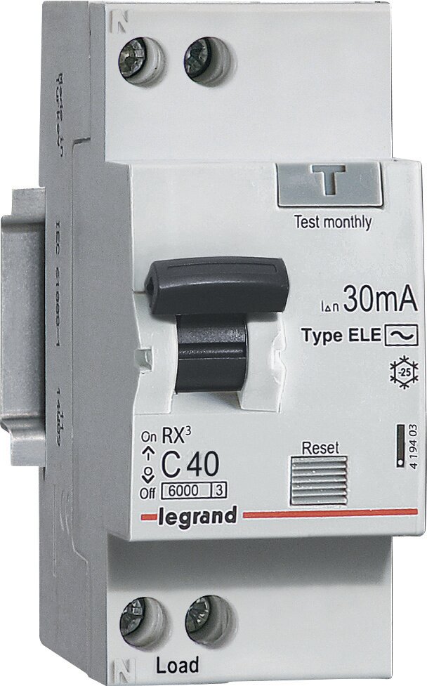 Legrand RX3 Выключатель автоматический дифференциального тока 30мА 6А 1П+Н AC 419396 1 шт.