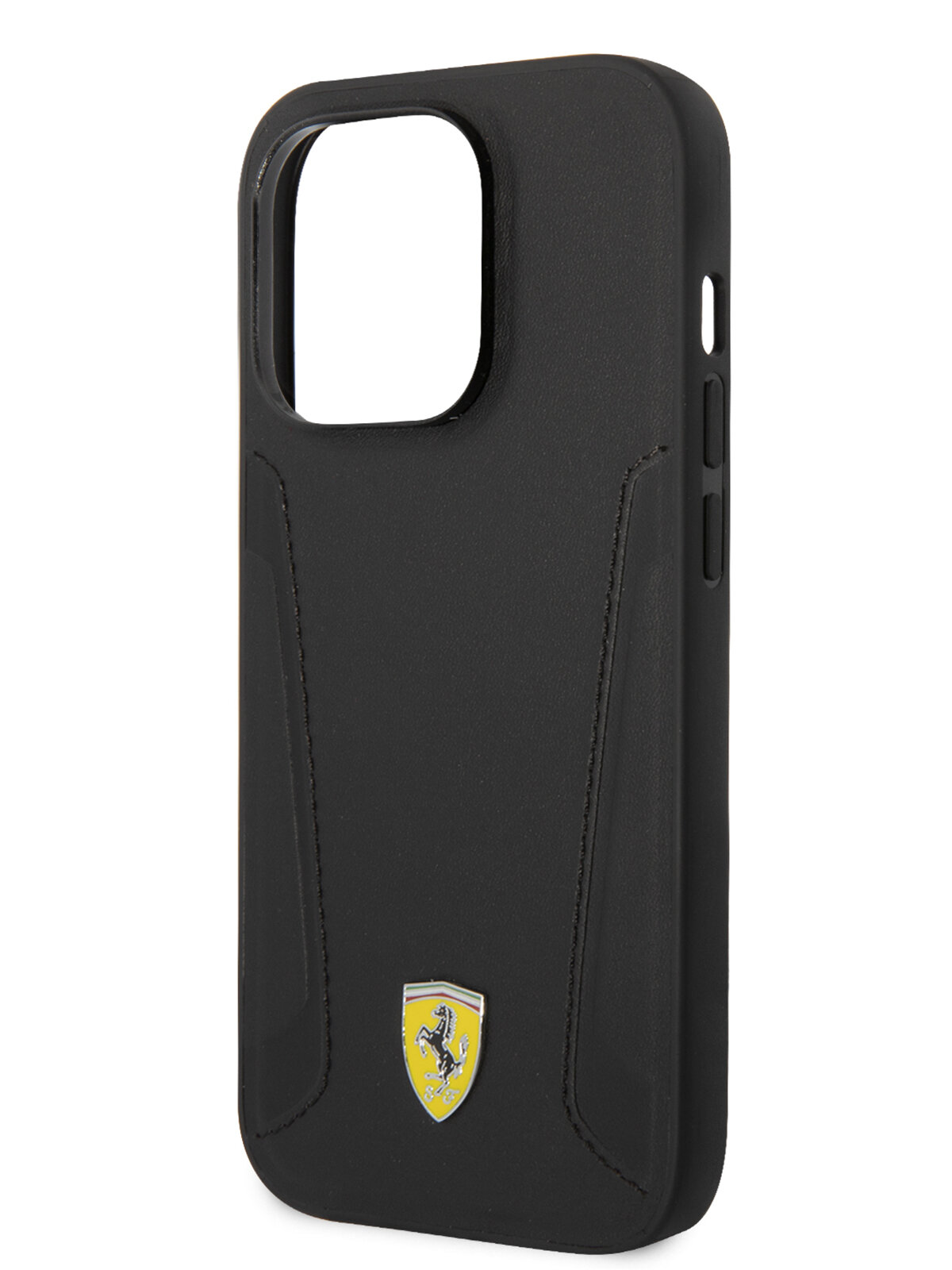 Ferrari для iPhone 14 Pro чехол Leather Stamped sides Hard Black (MagSafe) шт