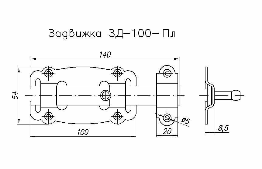 Задвижка дверная ноэз ЗД-100-Пл-SL - фотография № 2