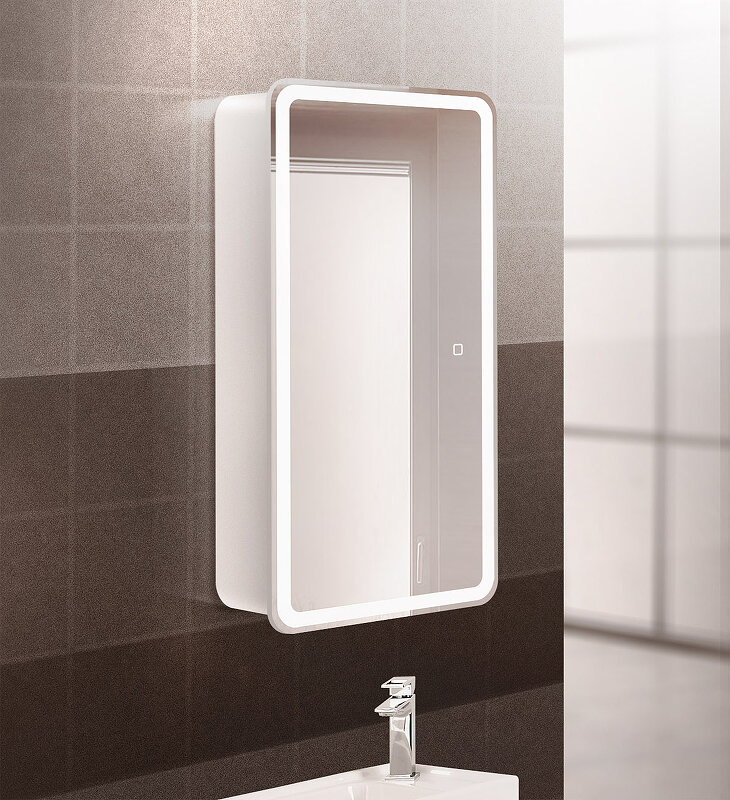 Зеркальный шкаф BelBagno Marino 40 SPC-MAR-400/800-1A-LED-TCH с подсветкой Белый - фотография № 12