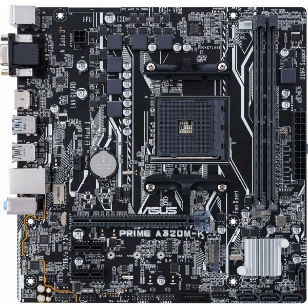 Материнская плата ASUS Soc-AM4 PRIME A320M-K , uATX, 2xDDR4-2666, 1xPCI-Ex16, 2xPCI-Ex1, 4xSATA3 Raid 0, 1, 10, 1xM.2(SATA), Giga Lan, 8CH, D-Sub/HDMI