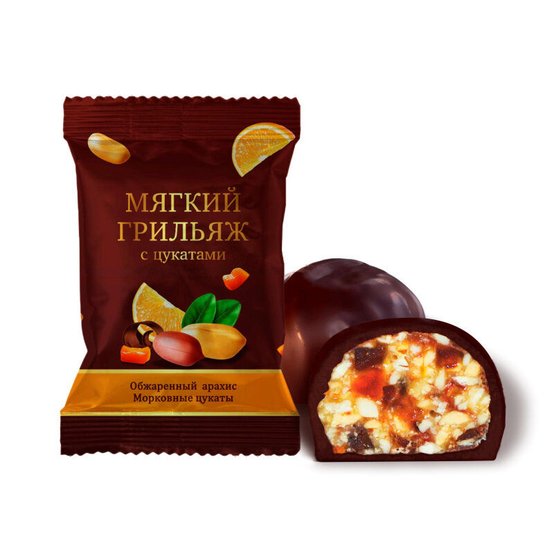 Конфеты шоколадные Мягкий грильяж с цукатами, 500г - фотография № 2