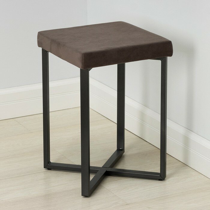 фото Табурет «Торонто», 33×33×48 см, цвет каркаса графит, цвет сиденья серый