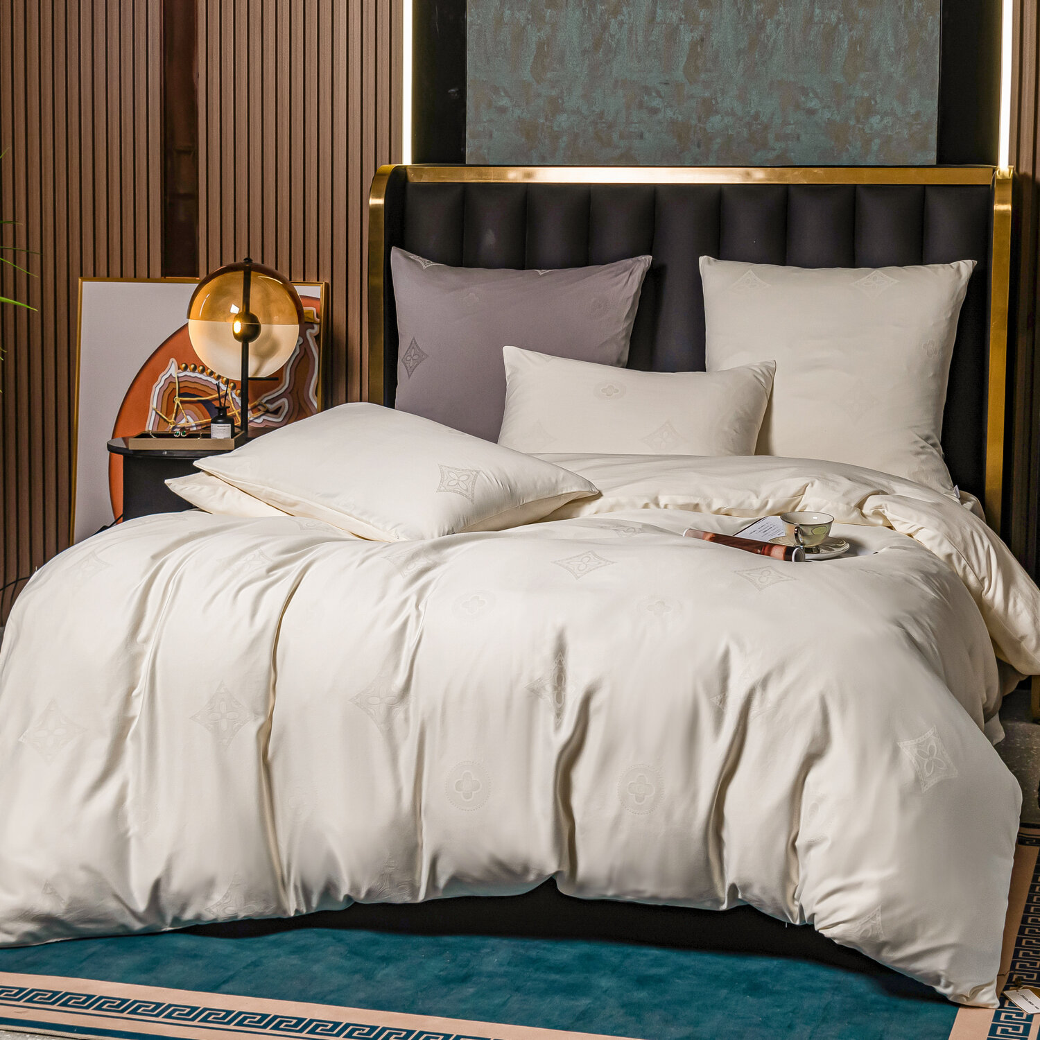 Комплект постельного белья 2 спальный Сатин Жаккард GC003, 70х70 - фотография № 1