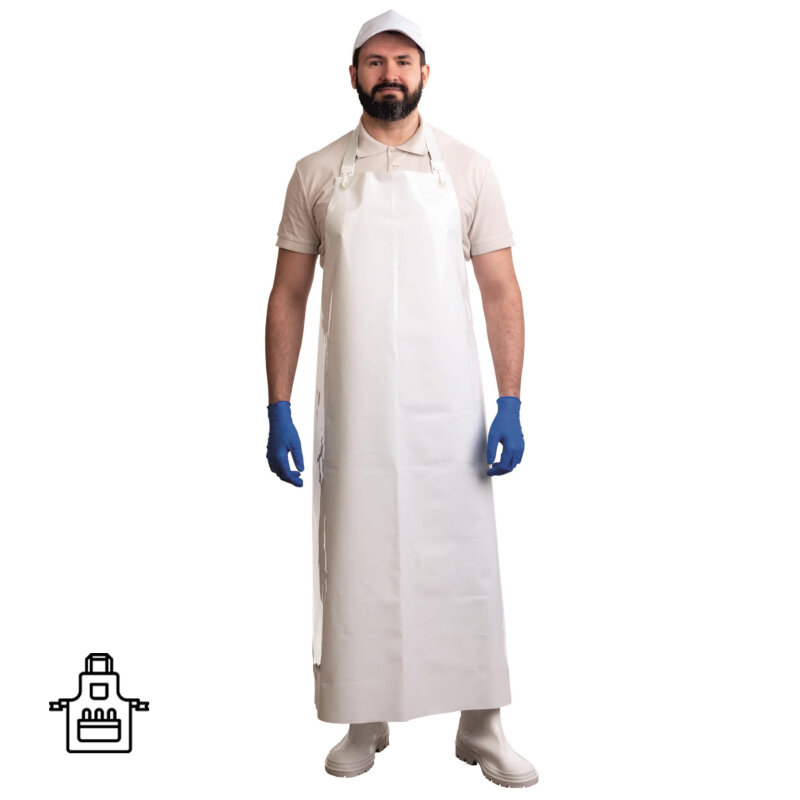 фото Фартук многоразовый Ларипол полиуретановый уплотненный 90x130,белый 300мкм