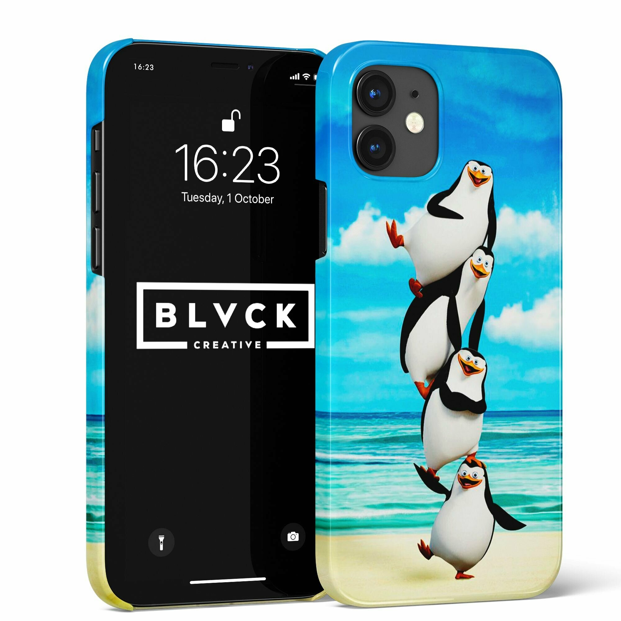 фото Чехол для IPhone 13 Pro с рисунком "Penguins of Madagascar" / Накладка с принтом Пингвины Мадагаскара