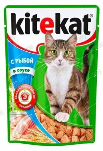 Китекат корм для кошек вкусная Треска соус 85г пауч - фотография № 1