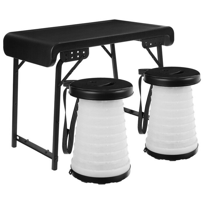 Набор мебели, складной: стол, 2 световых табурета, цвет чёрно-белый - фотография № 6