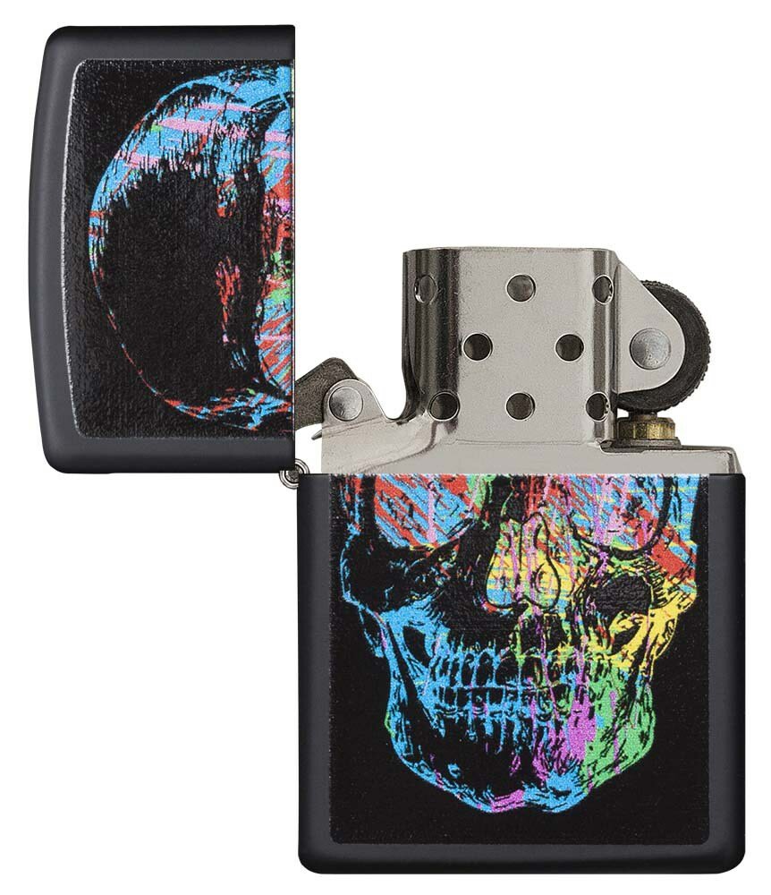 Зажигалка ZIPPO Skull Design с покрытием Black Matte, латунь/сталь, черная, 38x13x57 мм - фотография № 2