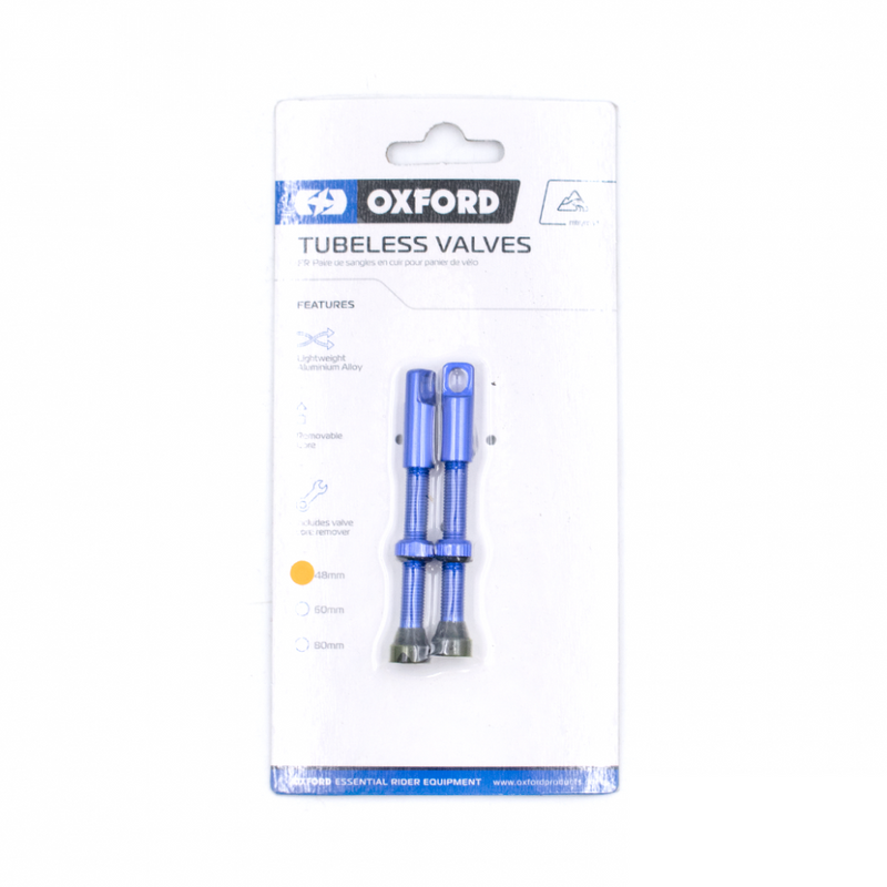 Ниппель Oxford 2023 для бескамерных покрышек Tubeless Alloy Valve 48mm blue