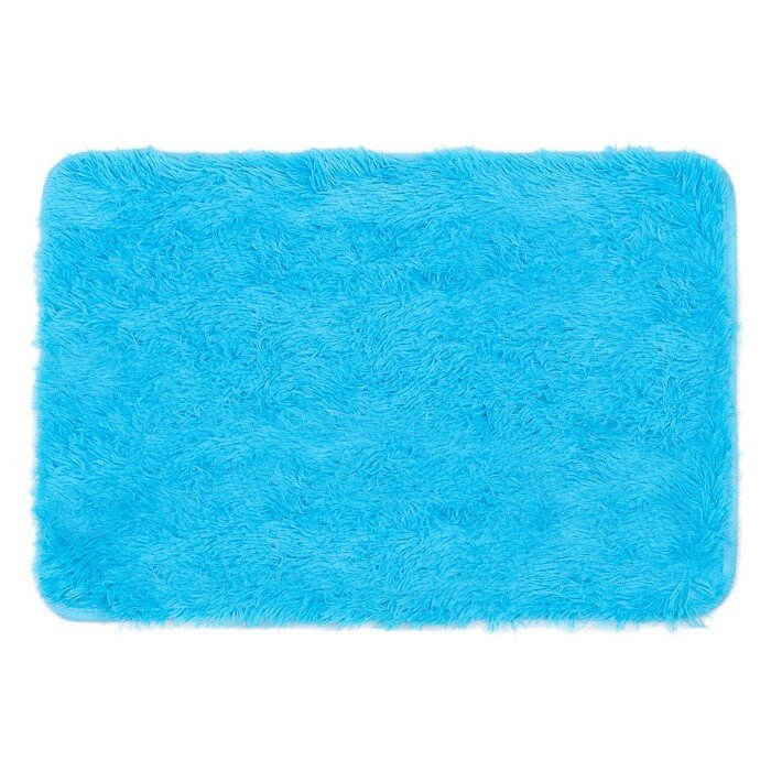 фото Коврик для ванной прямоугольный Доляна «Пушистик», 40×60 см, цвет лазурный