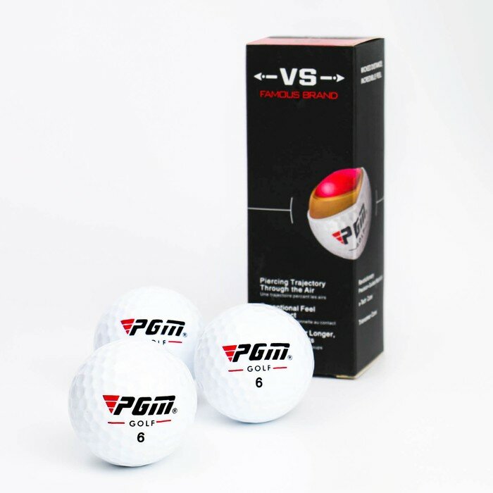 Мячи для гольфа "VS" PGM, трехкомпонентные, d=4.3 см, набор 3 шт - фотография № 1