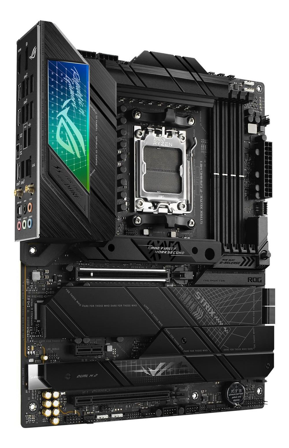 Материнская плата ASUS ROG STRIX X670E-F GAMING WIFI, Socket AM5, X670, 4*DDR5, HDMI+DP, 4xSATA3 + RAID, M2, Audio, Gb LAN, USB 3.2, USB 2.0, ATX; 90MB1BA0-M0EAY0 (ROG STRIX X670E-F GAMING WIFI) - фото №4