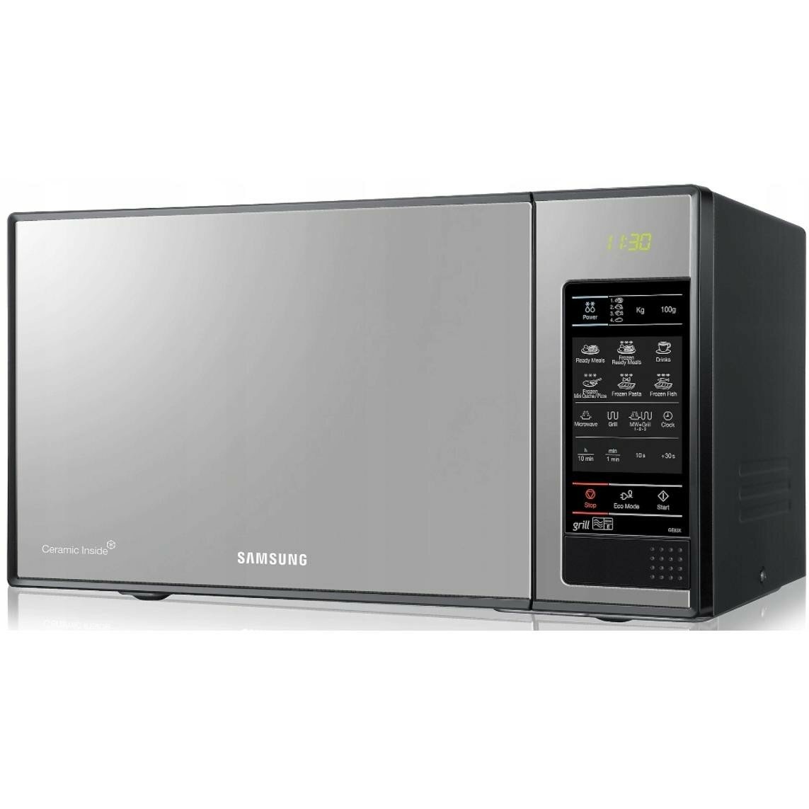 Микроволновая печь Samsung GE83X-P (23 л, 800 Вт, сенсор, гриль, дисплей, серебристый/черный) - фотография № 3