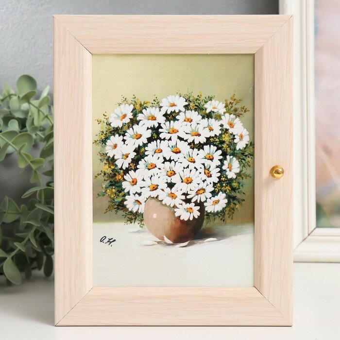 фото Ключница "Букет ромашек" молочный дуб 17х22 см
