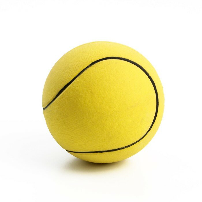Мячик цельнолитой "Теннис" прыгучий, TPR, 6,3 см, жёлтый - фотография № 2