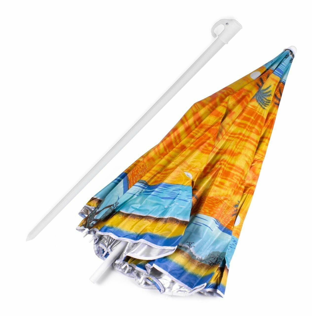 Зонт пляжный круглый складной с чехлом, 155 см, принт Лагуна - фотография № 3