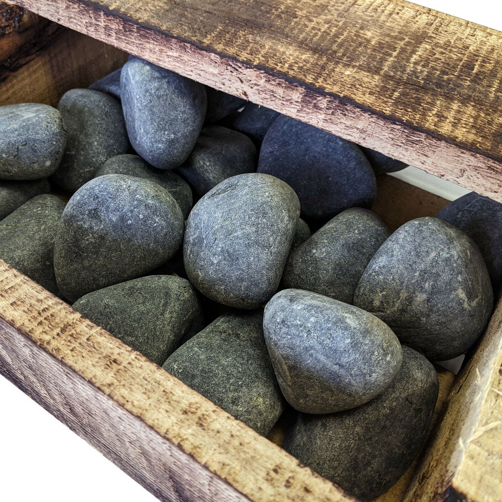 Камень для бани "Оливин" 10 кг ящик, шлифованный - фотография № 6