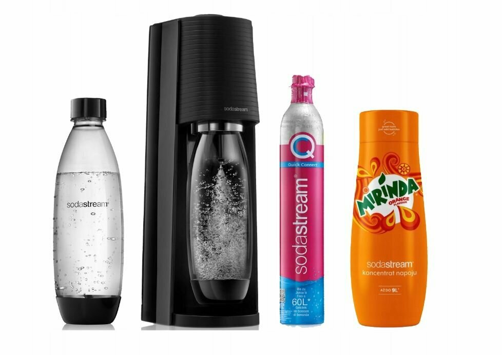 Сифон SodaStream Terra черный + Mirinda Сироп-концентрат 440мл - фотография № 1