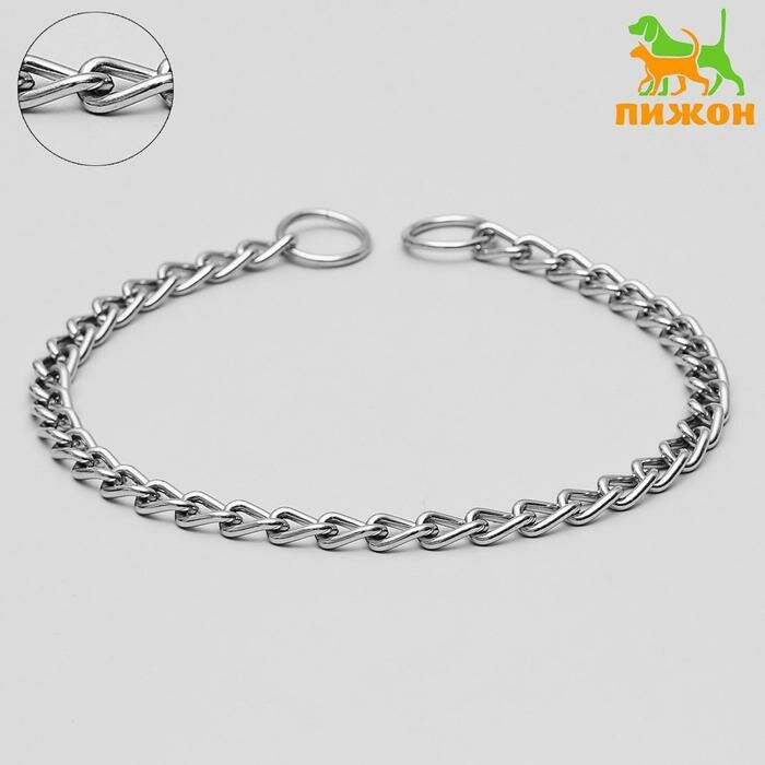 фото Ошейник - удавка металлический однорядный, 65 см, толщина проволоки 3,5 мм