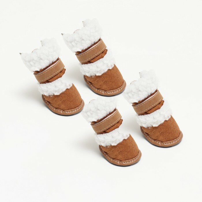 Ботинки "Унты", набор 4 шт, размер 3 (подошва 6 х 4,2 см), коричневые - фотография № 6