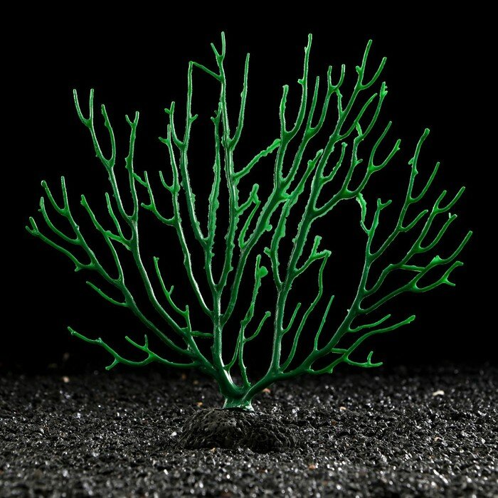 Декоративный коралл "Горгонария" силиконовый, светящийся, 4 х 21 х 23 см, зелёный - фотография № 1