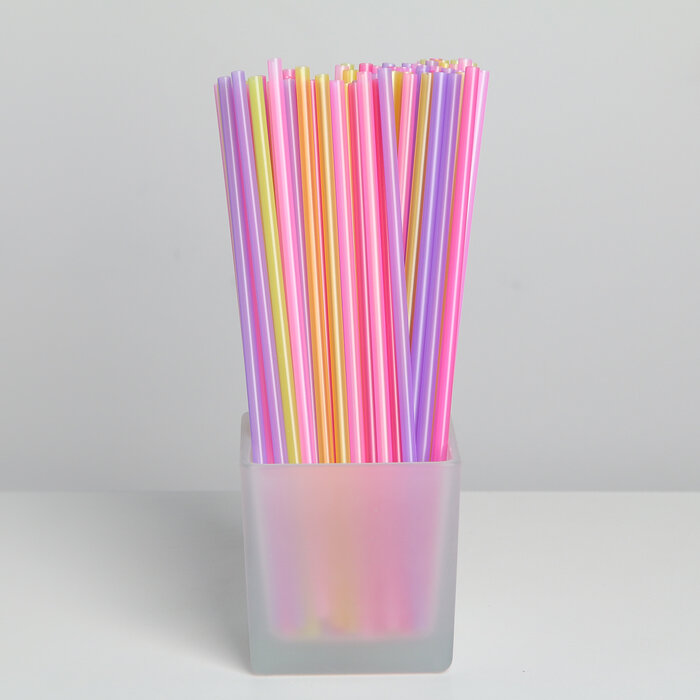 GRIFON Трубочки одноразовые для напитков, 0,5×21 см, 100 шт, цвет микс - фотография № 1