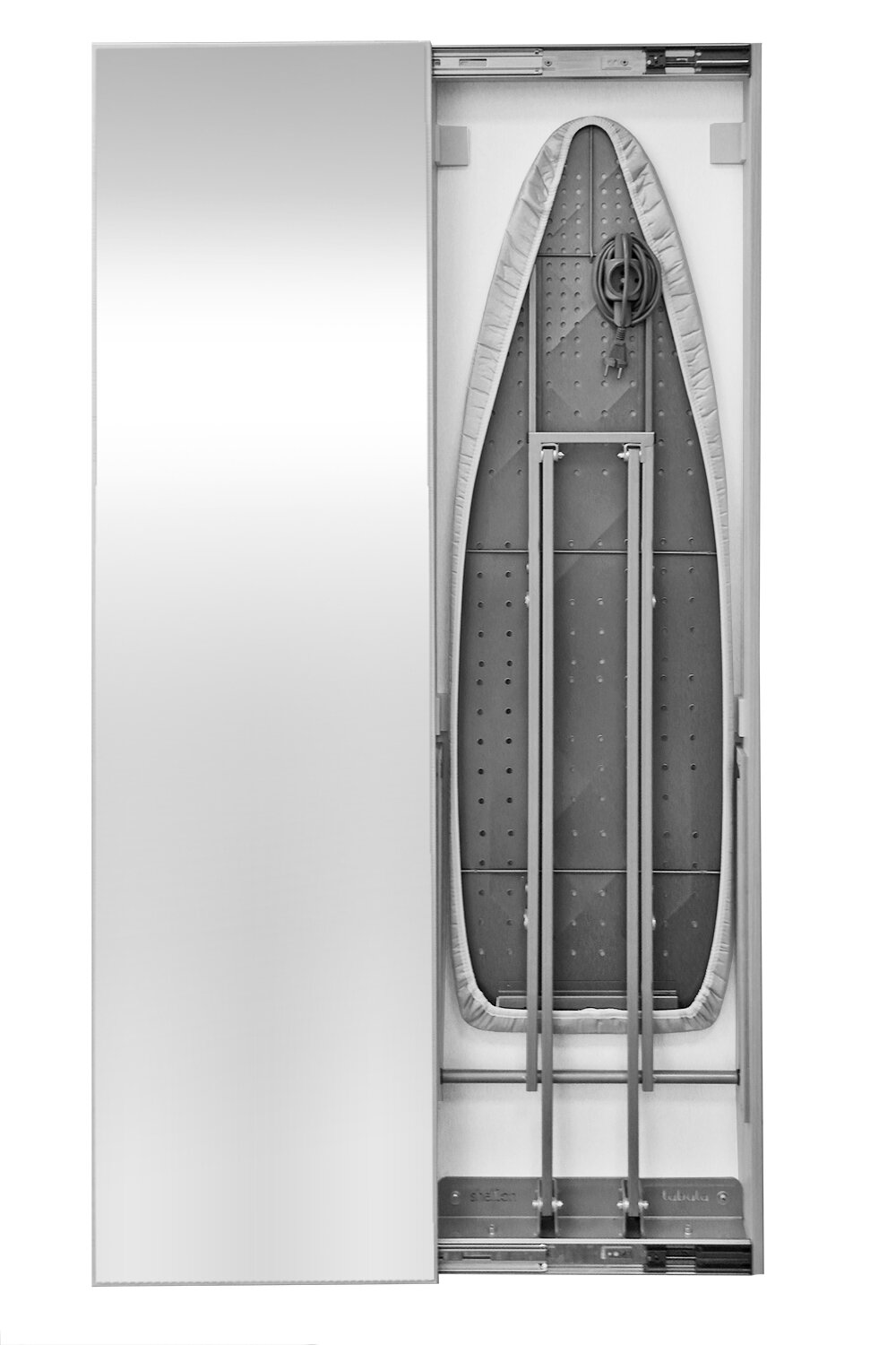 Гладильная доска Табула с зеркалом Беленый Дуб (открывание купе налево)