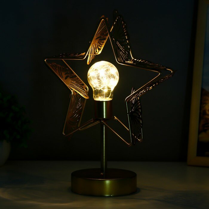 Ночник "Звезда" LED от батареек 3хАА золото 22х11х28 см RISALUX - фотография № 3