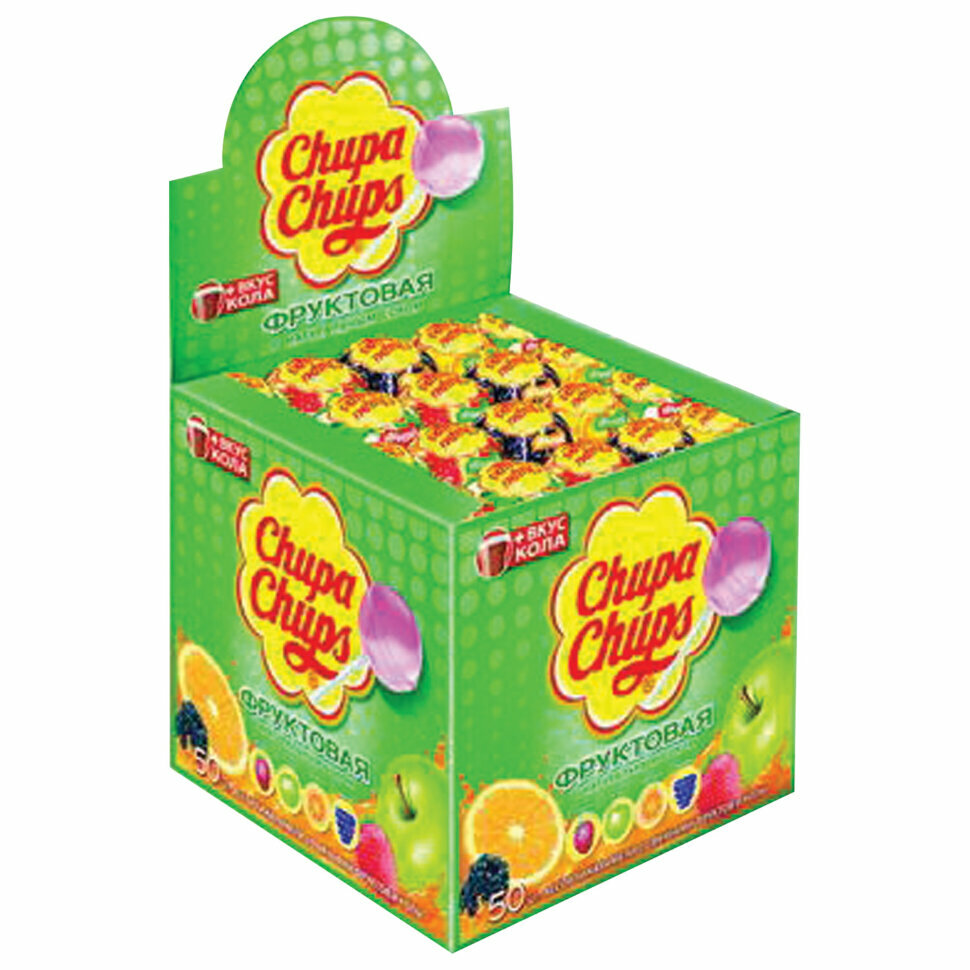 Карамель CHUPA CHUPS (Чупа-Чупс) фруктовая с соком + кола, 12 г, 61888, 100 штук, 620485 - фотография № 2