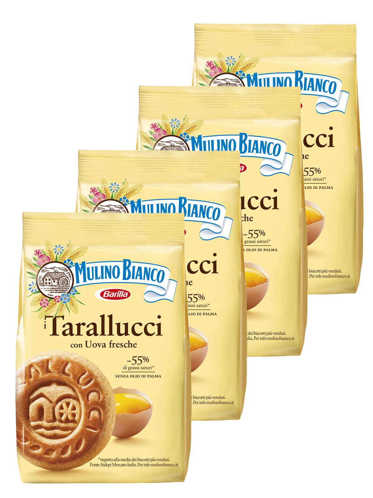 Печенье "Tarallucci" от бренда "Mulino Bianco", 4 упаковки по 350г.